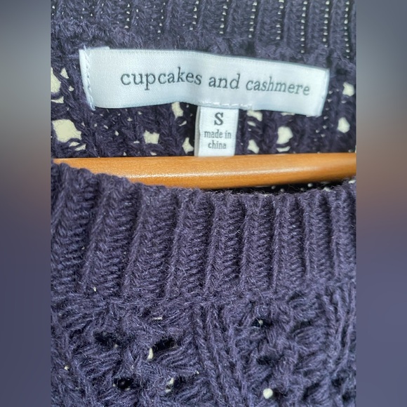 Navy soft asymmetrical open knit sweater by Cupcakes and Cashmere - Picture 12 of 14